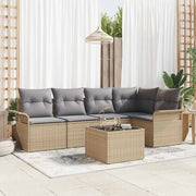 Set Divano da Giardino con cuscino 6 pcs Beige polyrattan