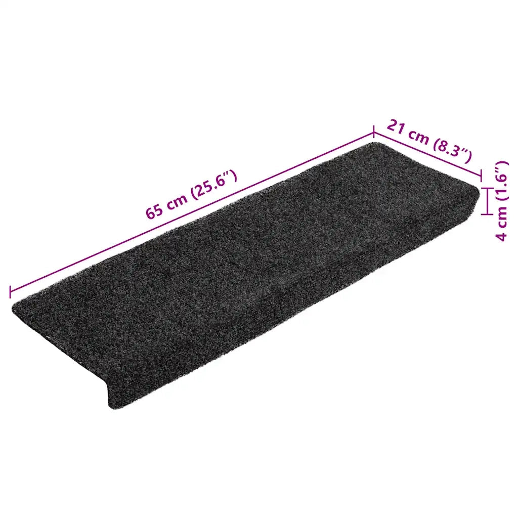 Tappetini per scale autoadesivi 20 pz 65x21x4 cm Grigio Scuro Bordo rettangolare 3365716