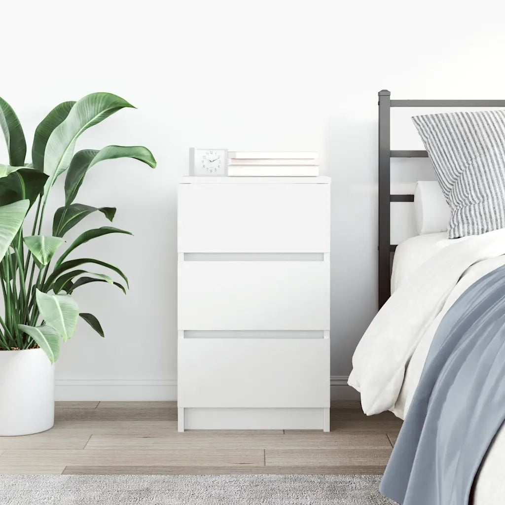 Comodino con 3 Cassetti Bianco 39x35x65 cm 861337