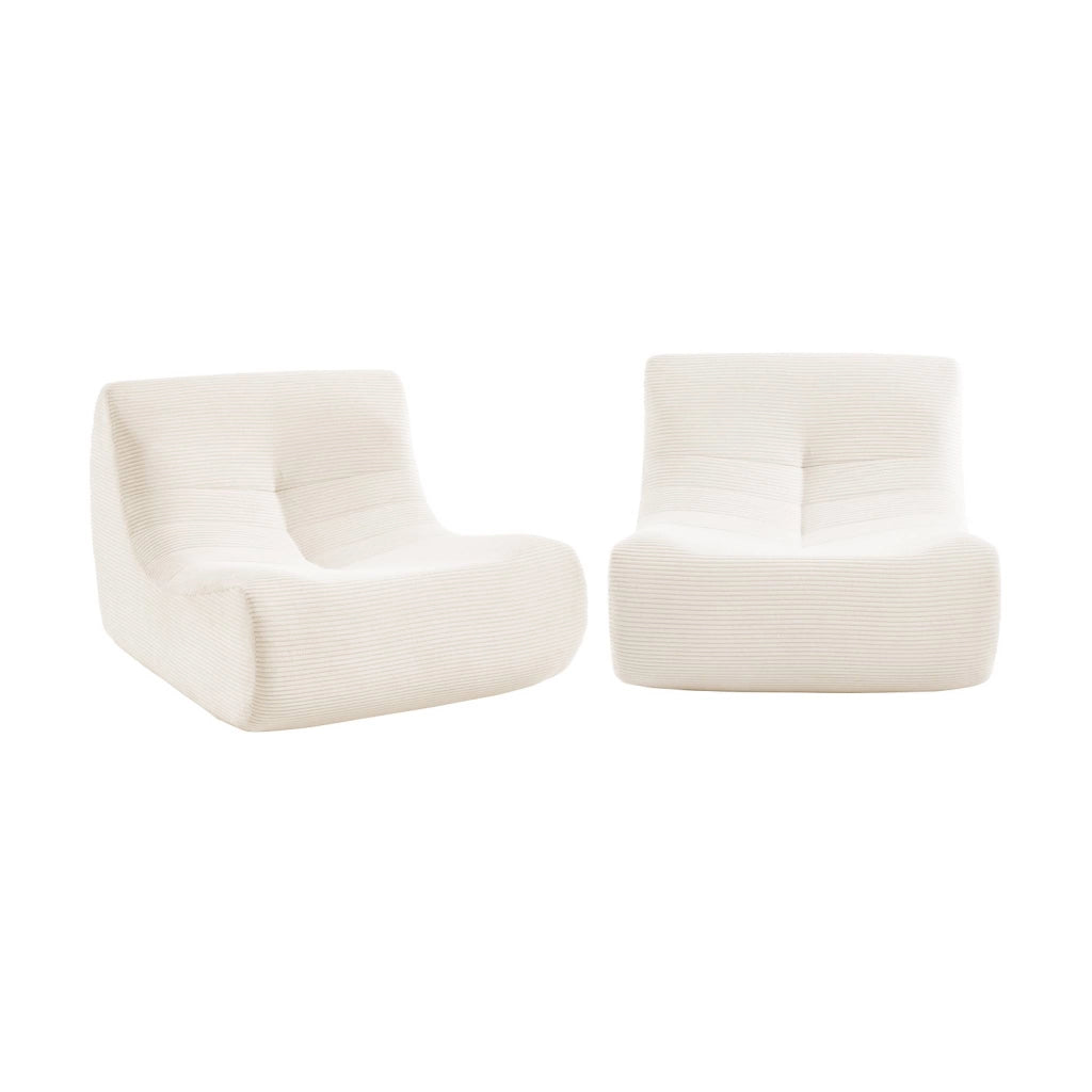 Divano modulare velluto, 2 posti, crema