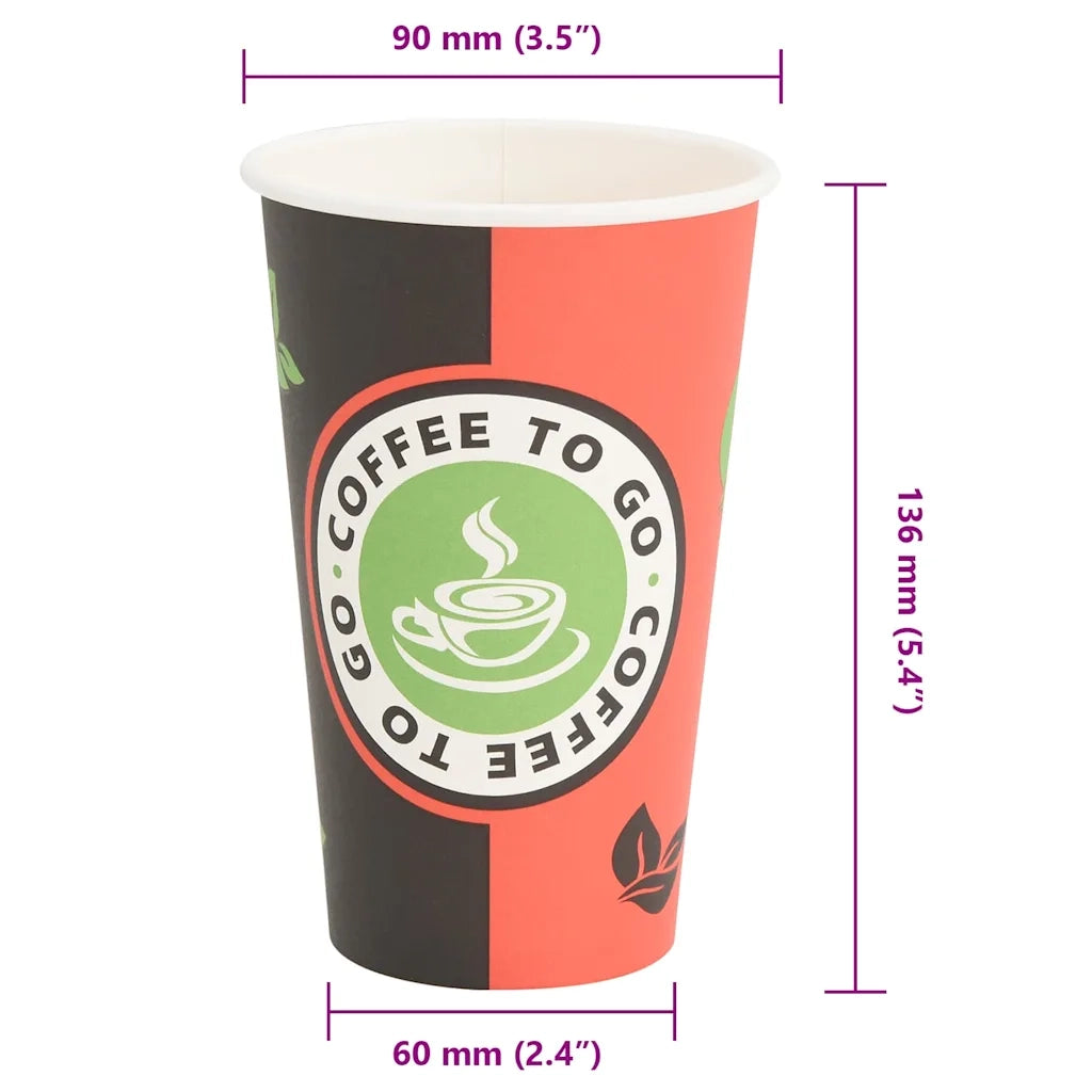 Bicchieri da Caffè in Carta 1000 pz 16oz 400ml Rosso e Nero 4102789