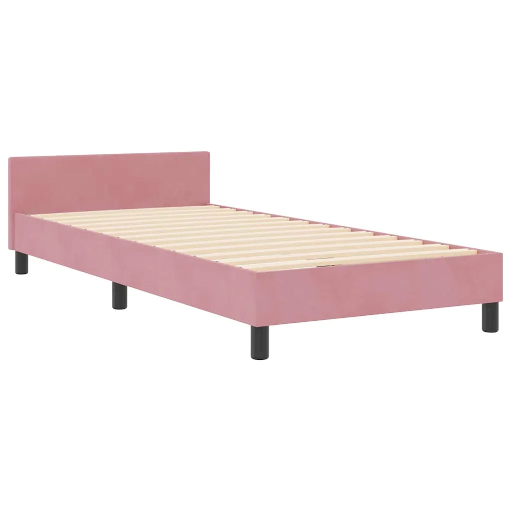 Letto a molle con testiera Rosa 90 x 190 cm Velluto 3344848