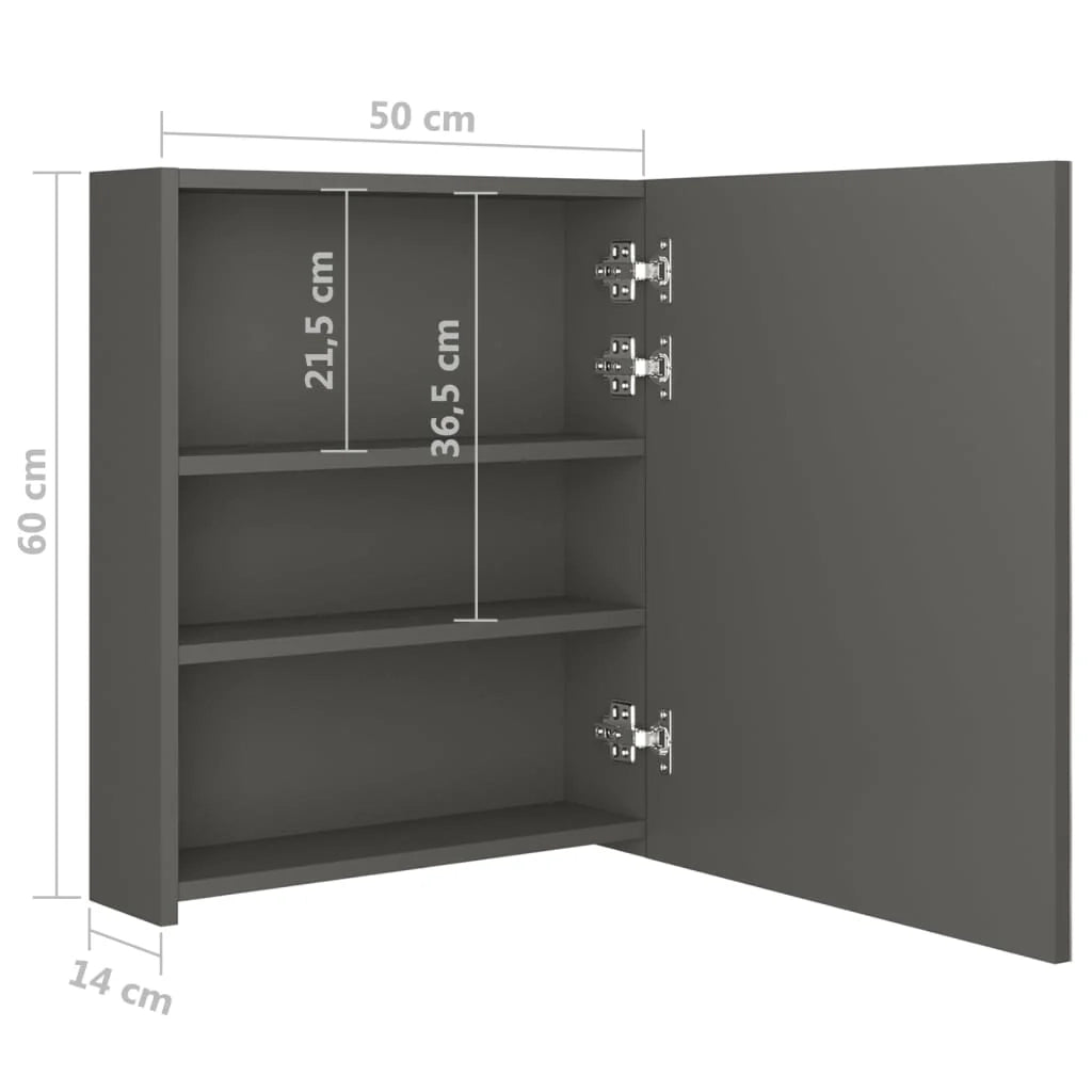 Mobiletto da bagno con specchio LED 50 x 14 x 60 cm antracite 02_0006578