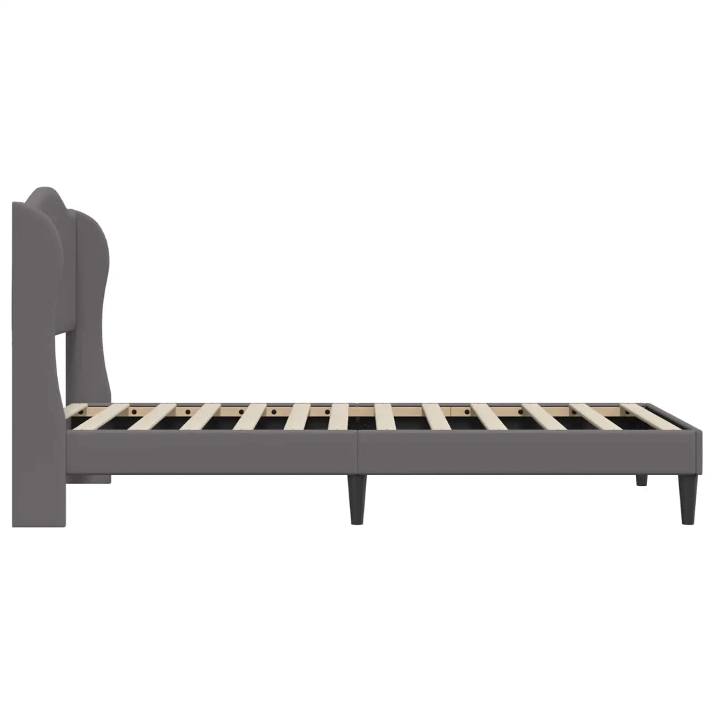 Letto singolo | Letto per adulti | Struttura del letto con testiera Grigio 90 x 190 cm Similpelle