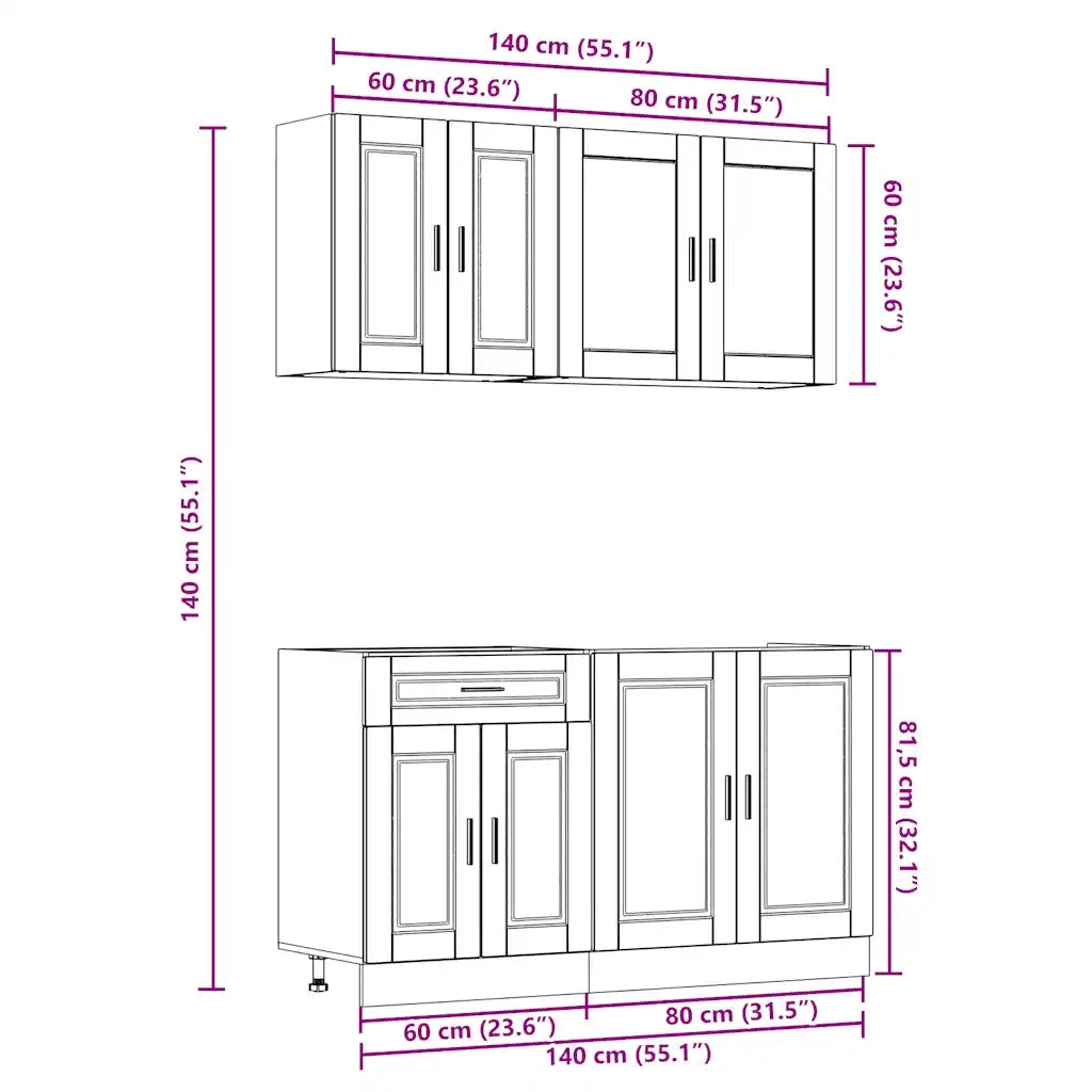 Set Mobili da Cucina 4 pz Porto Bianchi Legno Multistrato 3314871