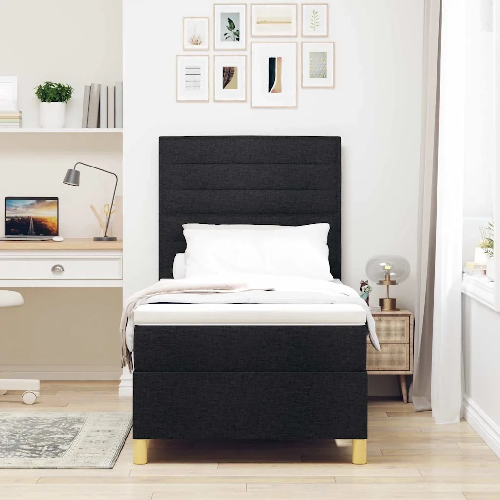 Letto a molle con materasso Nero 90 x 200 cm Tessuto 3339513