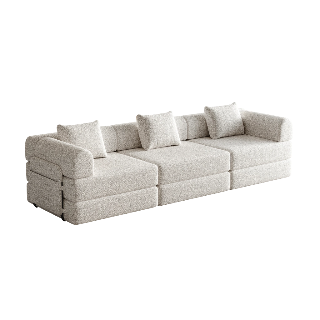 DIVANO LETTO 1 posto in ciniglia khaki con vano nel bracciolo