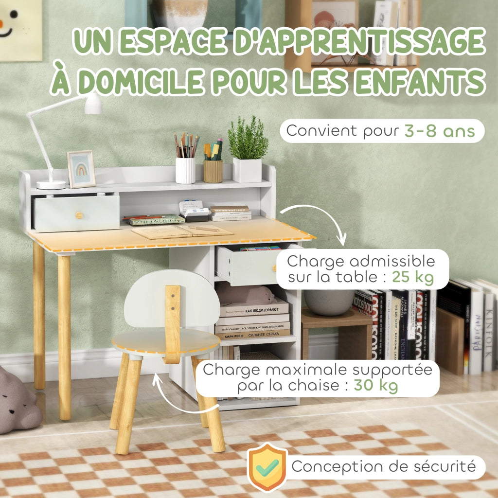 Scrivania Bambini con Sedia ¨C Minimal ¨C Verde 85x48x73 cm