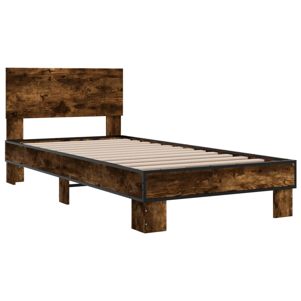 Struttura letto con testata-Giroletto Rovere Fumo 80 x 200 cm 603772