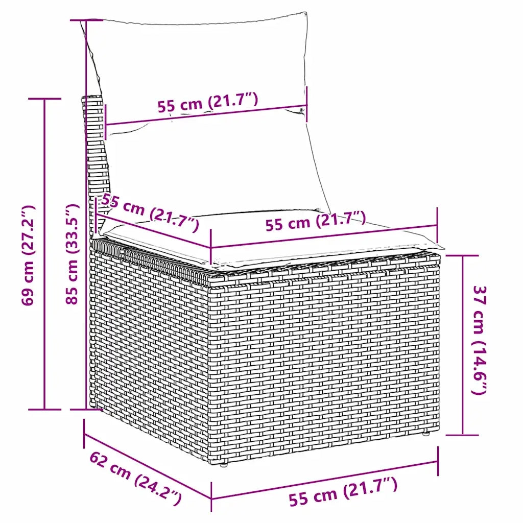 Set Divano da Giardino con cuscino 6 pcs Beige polyrattan 3345431