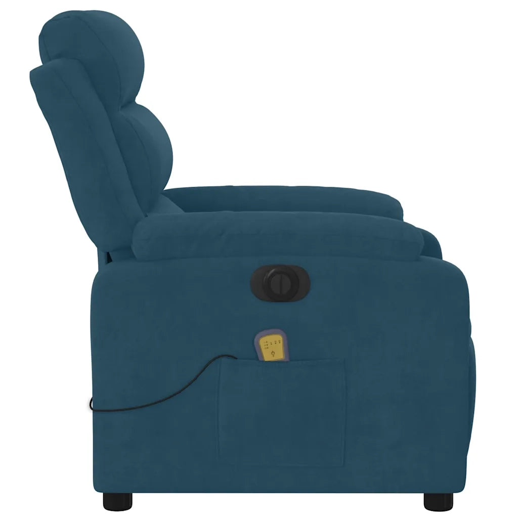 Poltrona Massaggiante Reclinabile Elettrica Blu in Velluto 3205091