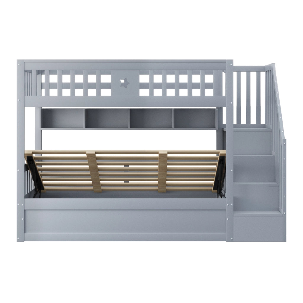 Letto a Soppalco con Contenitore Idraulico e Scaffali ¨C MINIMAL ¨C 90x200, Grigio