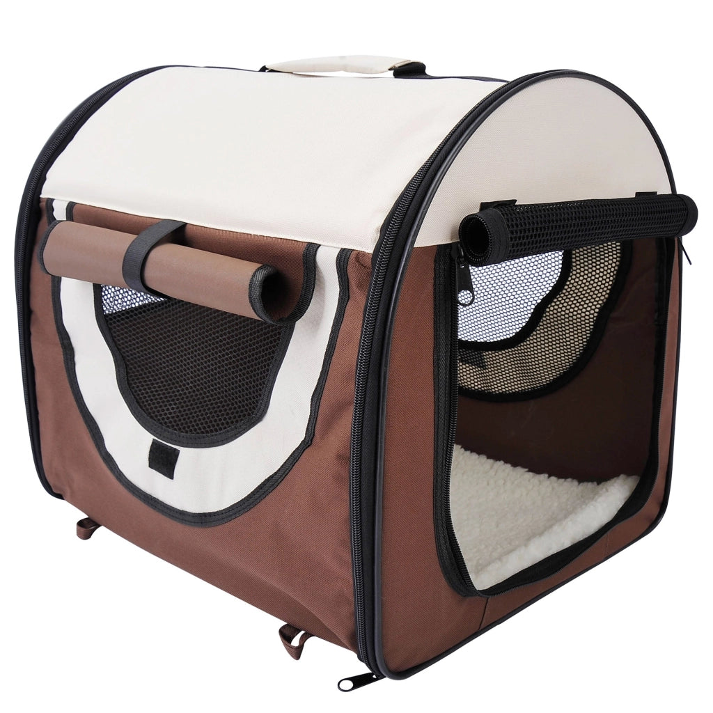 Trasportino per Cani e Gatti Pieghevole Caffè 61x46x51 cm