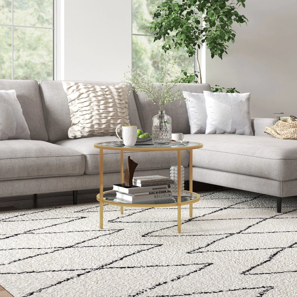 Tavolino da caff¨¨ moderno 2 livelli ¨C zephmum ¨C oro 60x43 cm