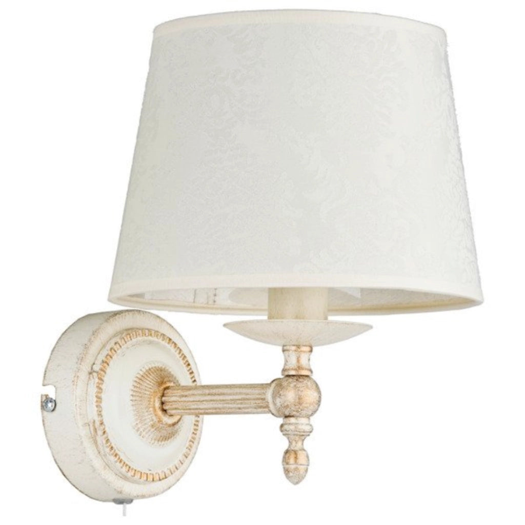 Applique retro bianca Roksana con paralume 1xE14 10W