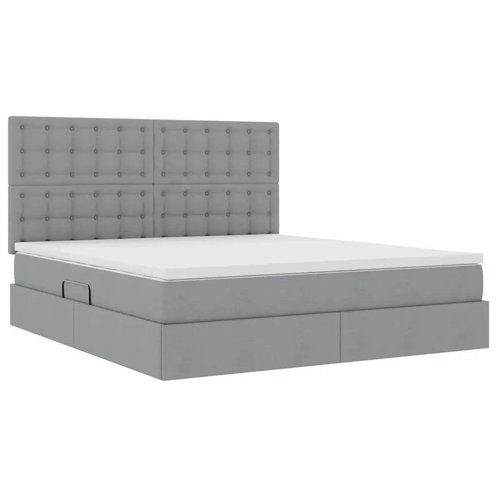 Letto con contenitore e LED con led Grigio chiaro 180 x 200 cm