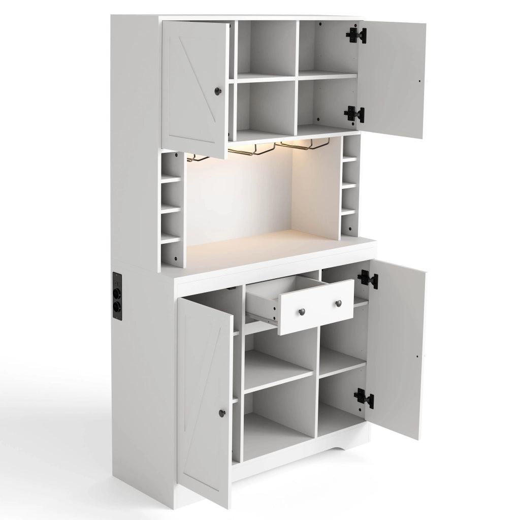 ARMADIO ALTO 180x105x40 cm Bianco in MDF con LED e prese integrate