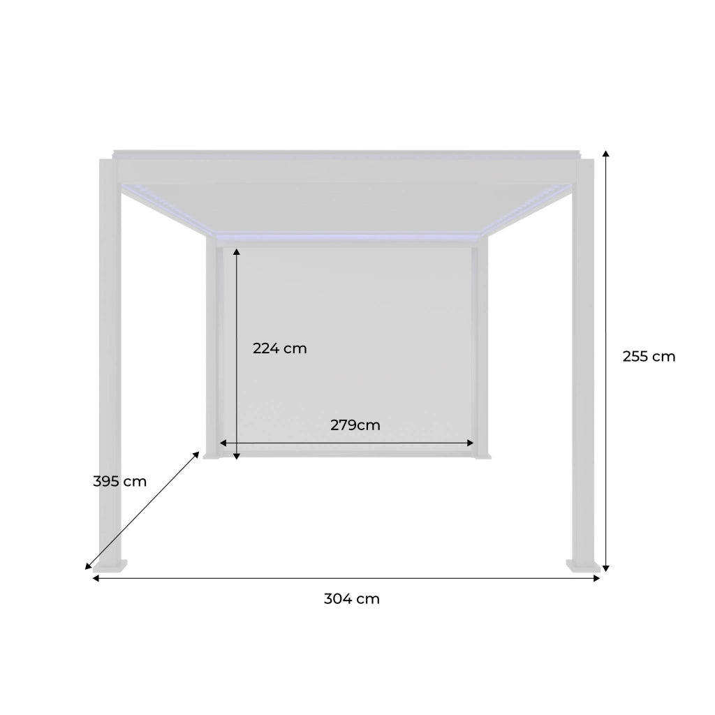 Pergola bioclimatica 3x4m motorizzata in alluminio led + 1 tenda 3m,