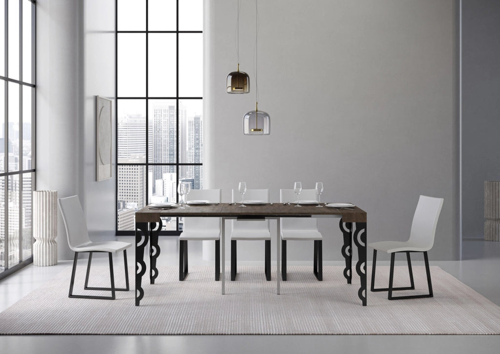 Consolle allungabile 90x40/196 cm Karayan Small Noce telaio Antracite