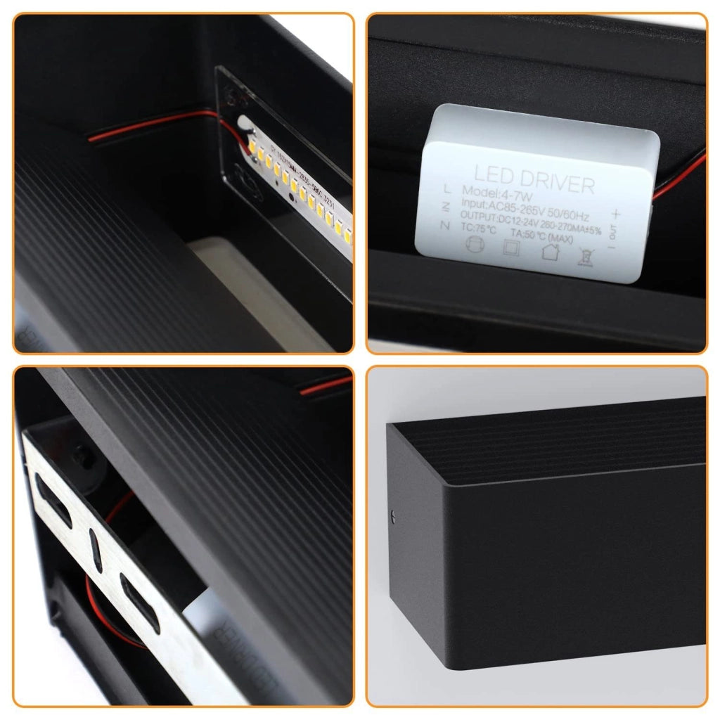 ZMH Applique a LED moderna con luce su e giù lampada da parete nera IP20