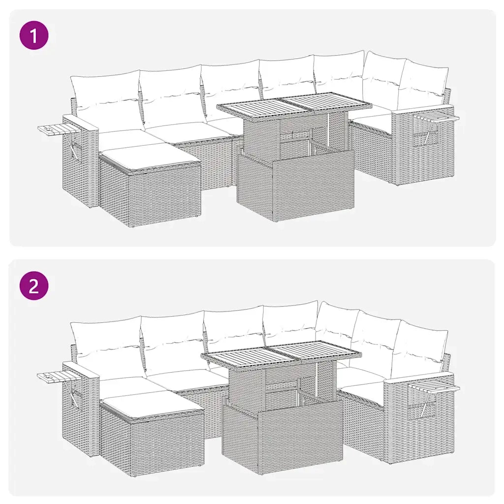 Set Divano da Giardino 8 pz con Cuscini Beige Polyrattan Acacia 3327628