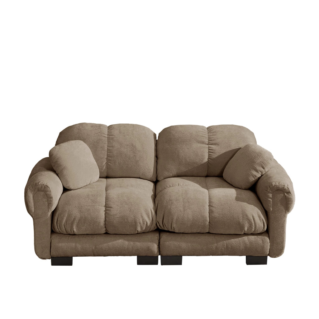 Divano 2 posti trapuntato con cuscino mobile in ciniglia marrone 190 × 86 × 90 cm