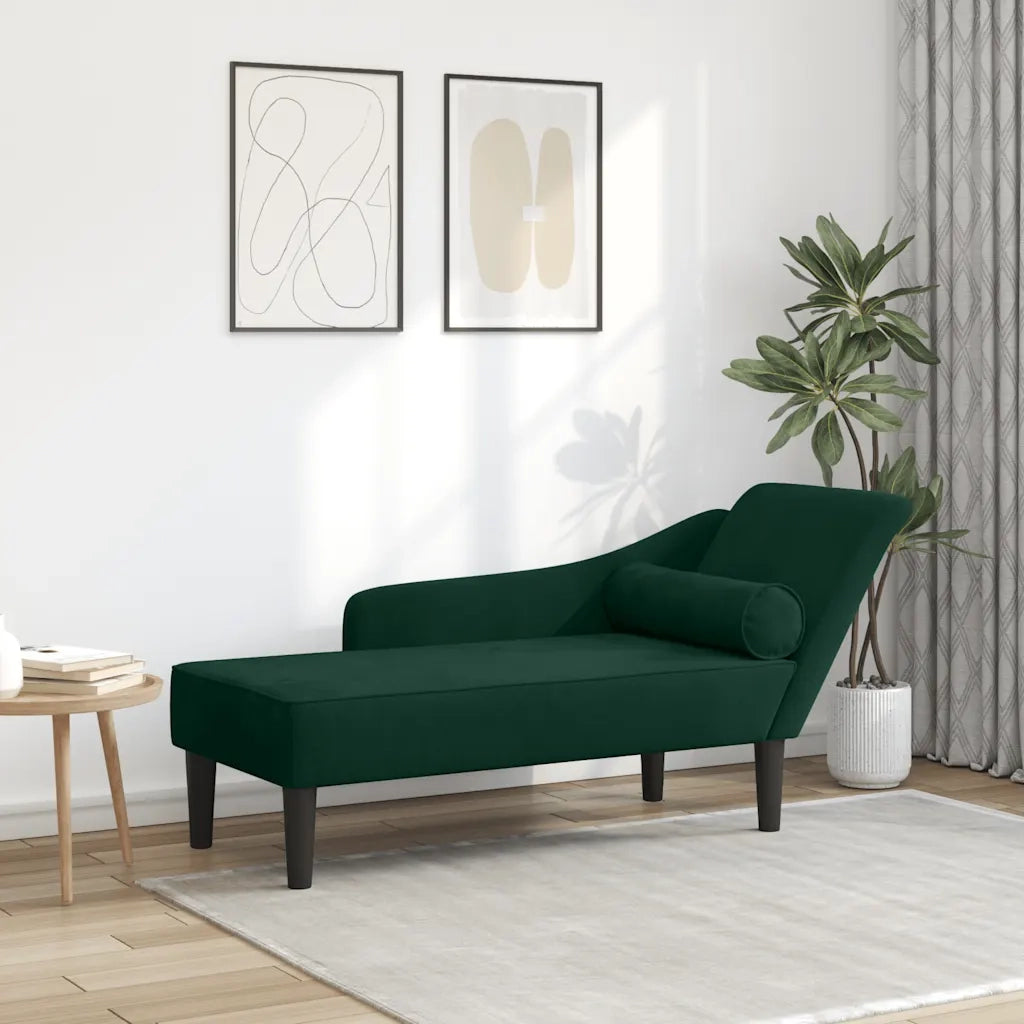 Chaise Longue con Cuscini Verde Scuro in Velluto CFW5559800