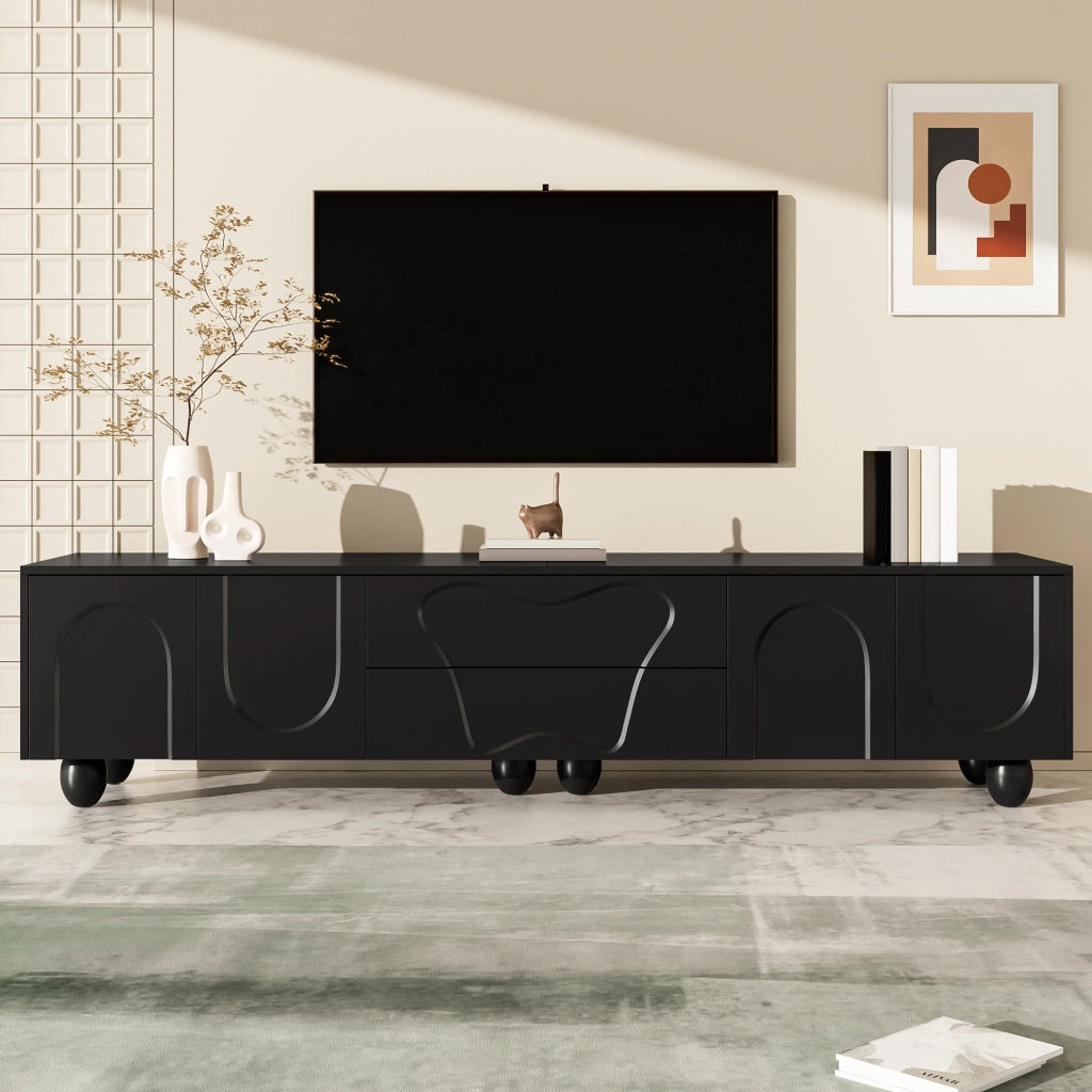 Cassettiera TV nera in truciolato lunghezza 180 cm
