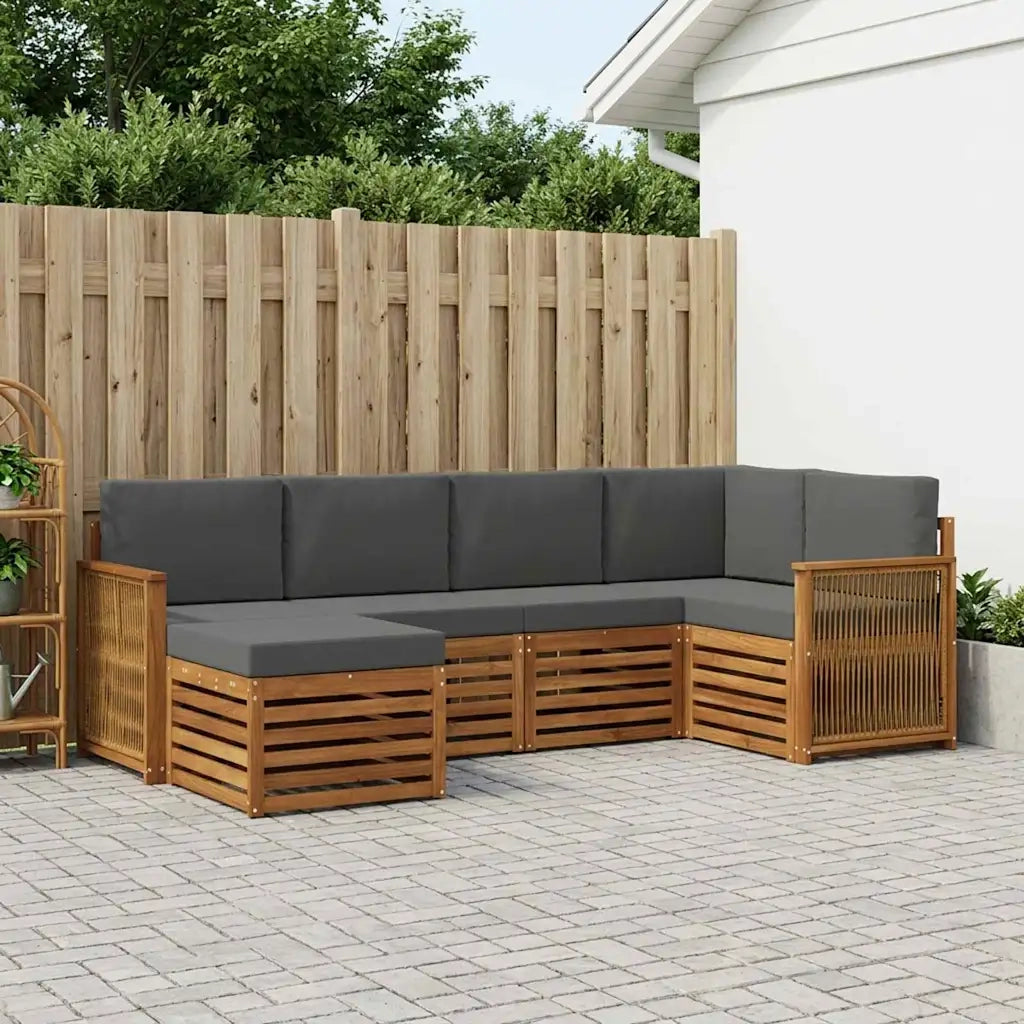 Set divano sezionale con cuscino 5 pcs Naturale e Antracite 3384568