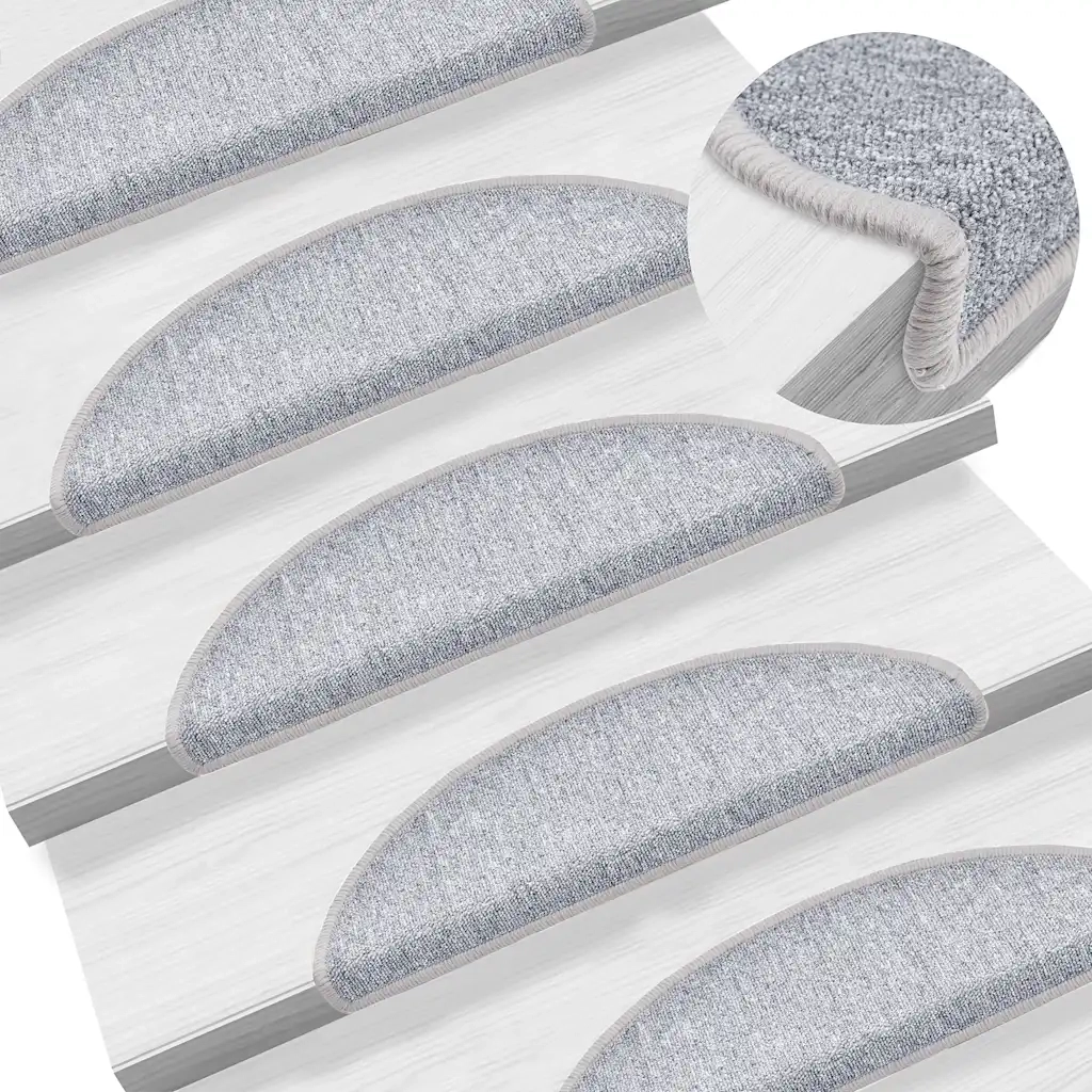 Tappetini per scale 30 pz | Gradini per Scale 56x17x3 cm Grigio chiaro Semicircolari