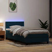 Letto a Molle con Materasso e LED Blu Scuro 80x210 cm Velluto 3317245