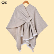 Sciarpa da donna, elegante mantello con cintura diagonale monocromatica