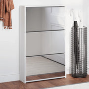 Scarpiera con 3 Ripiani e Specchio Bianco 63x17x102,5 cm 243048