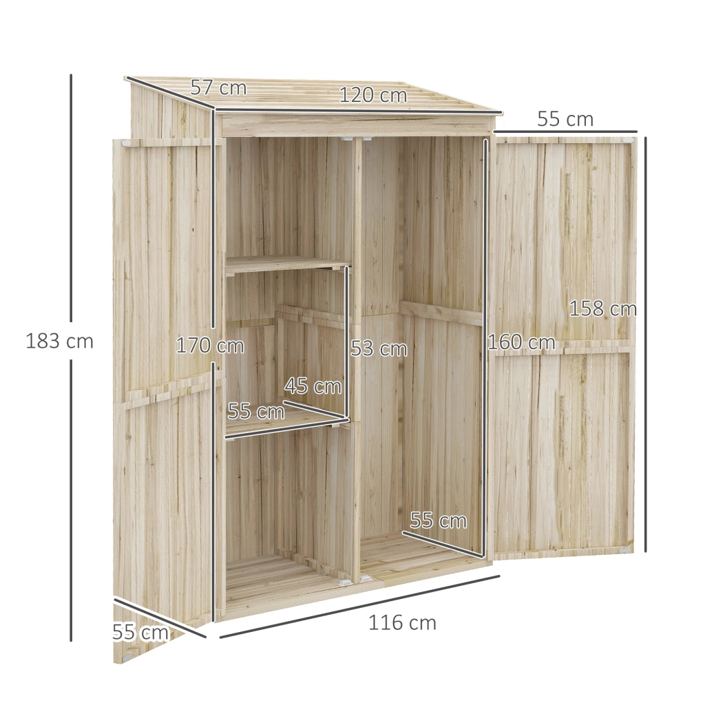 Armadio da giardino ¨C Minimal ¨C legno 2 ante 2 ripiani 120x57x183 cm