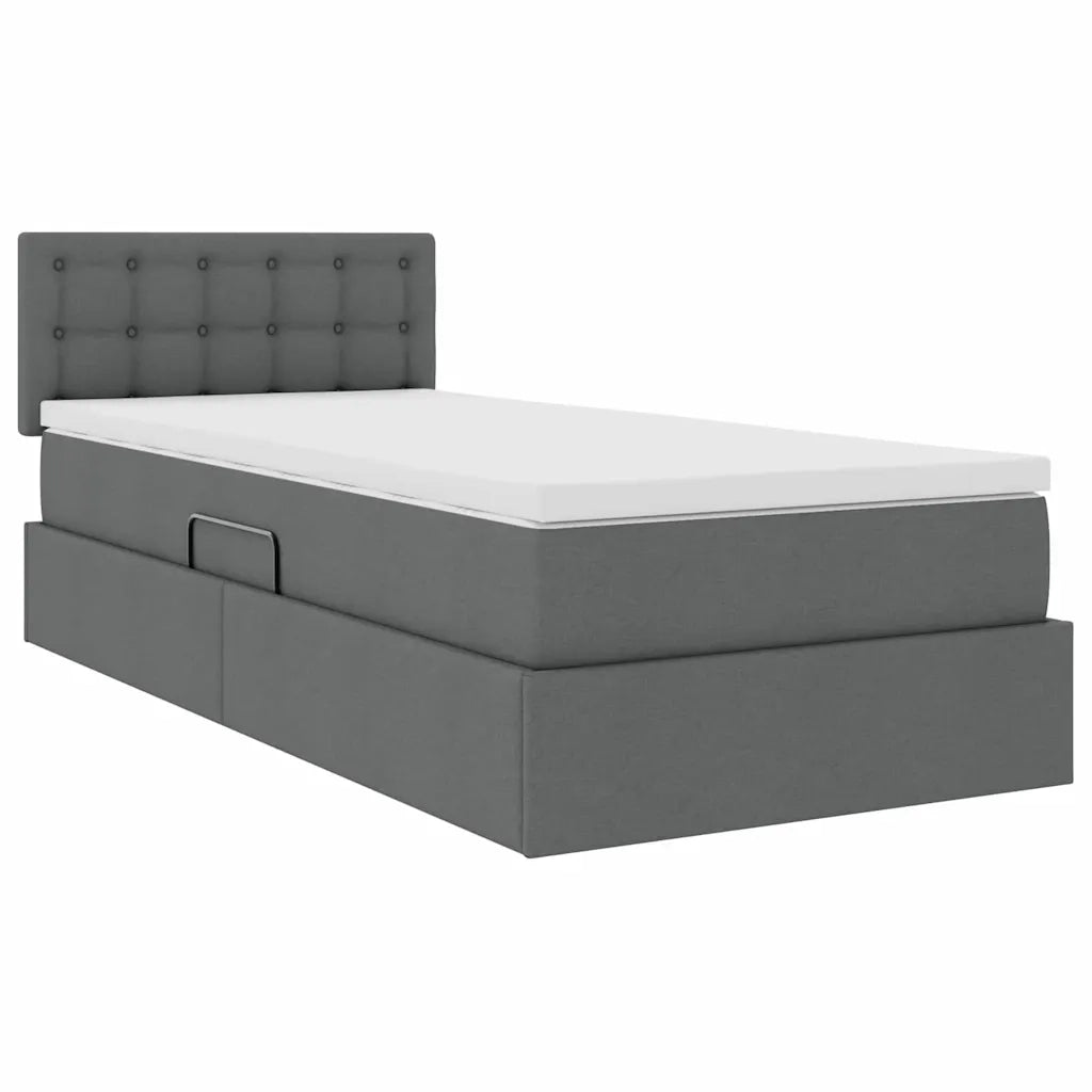 Letto con contenitore e materasso Grigio scuro 90 x 200 cm