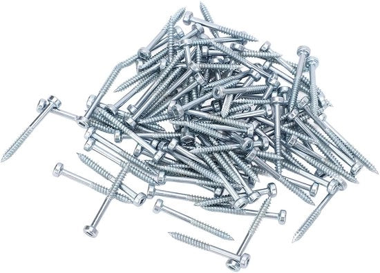 Viti autoalimentanti a quattro raggi in acciaio carbonio zincato, resistenti all'usura, con durezza superficiale 500-550 HRC, 100 pezzi, viti a espansione.
