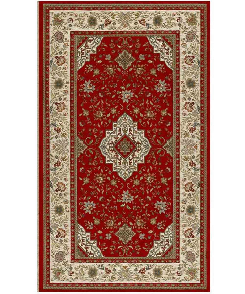 Tappeto TABRIZ ROSSO cm.140x200 orientale classico in ciniglia multiuso lavabile velour antiscivolo