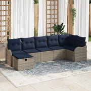 Set di divani con cuscino Grigio e Blu Navy polyrattan 3359004