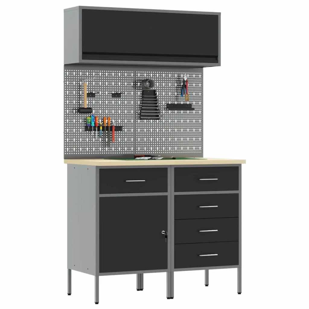 Set di mobili da lavoro con cassetto con lo scaffale 5 pcs Nero 3321426