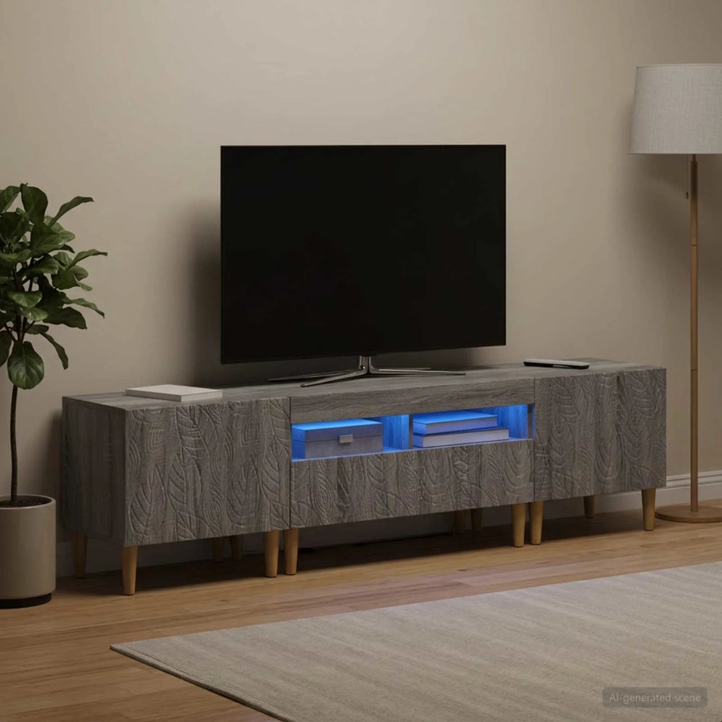 Mobile TV LED a 5 pezzi Sonoma grigio Legno ingegnerizzato 3416767