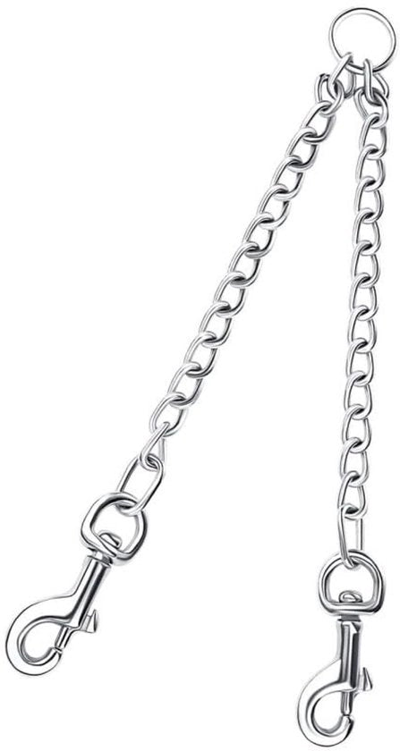 Connettore per cintura canina a doppio nodo senza nodo - Materiale leggero metallico - Rotativo 360° - Adatto per 2 cani - Duraturo e inox - Kit di cintura canina
