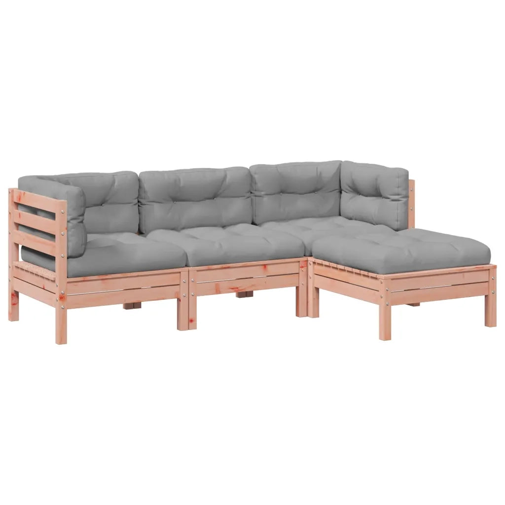 Set Divani Giardino 4 pz Cuscini Legno Massello Abete Douglas