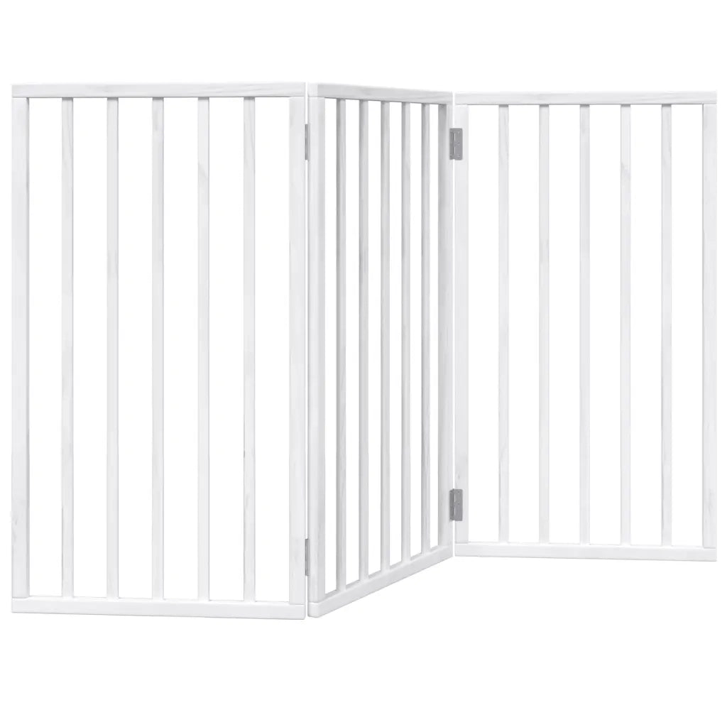 Cancelletto per cani pieghevole a 3 pannelli bianco 150 cm in legno di pioppo 352182
