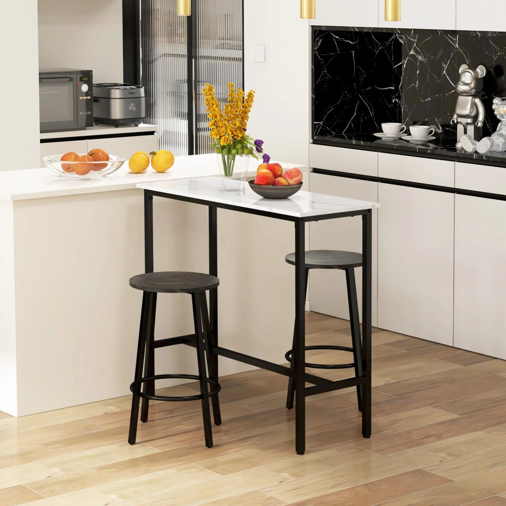 Set tavolo alto bar rotondo con 2 sgabelli ¨C Xylo ¨C Acciaio moderno bianco nero 3 pezzi