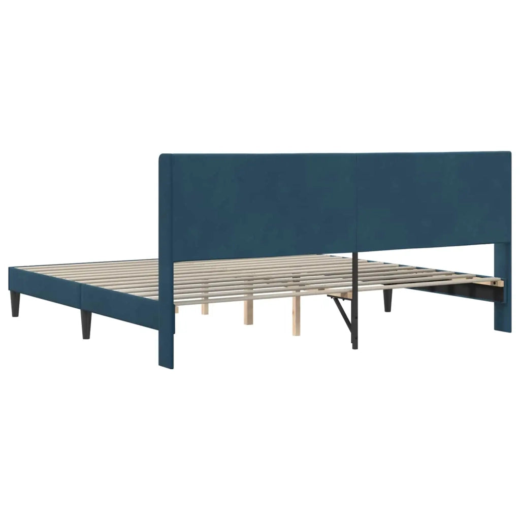 Letto matrimoniale | Letto per adulti | Struttura del letto con testiera Blu 180 x 200 cm Velluto