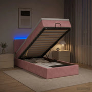 Letto Ottomano con Materasso e LED Rosa 100 x 200 cm Velluto 3457124