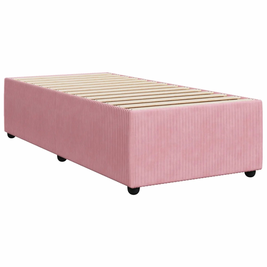 Letto Box Spring LED con Materasso Rosa 90 x 190 cm Velluto 3455986
