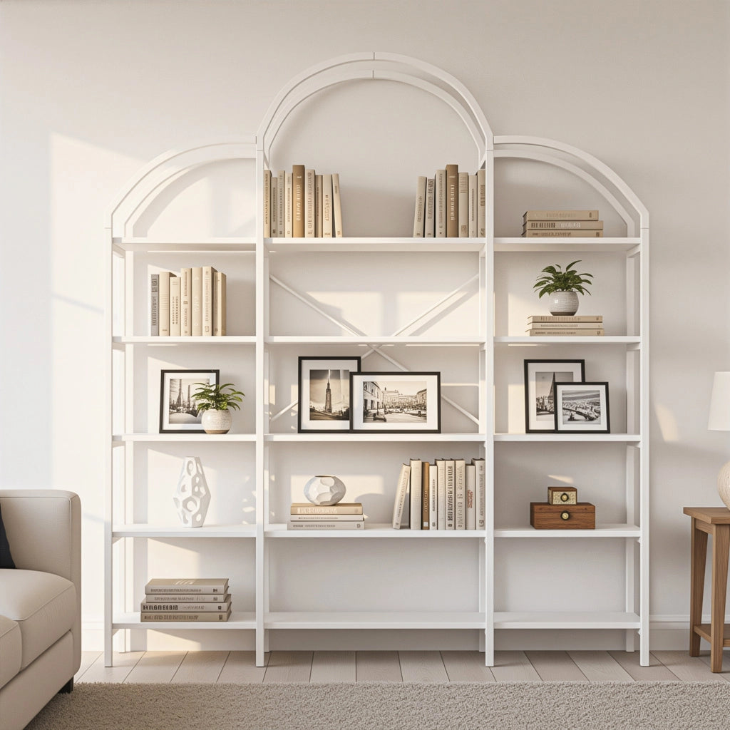 SCAFFALE 170x26x190 cm 5 Ripiani MDF e Metallo Bianco