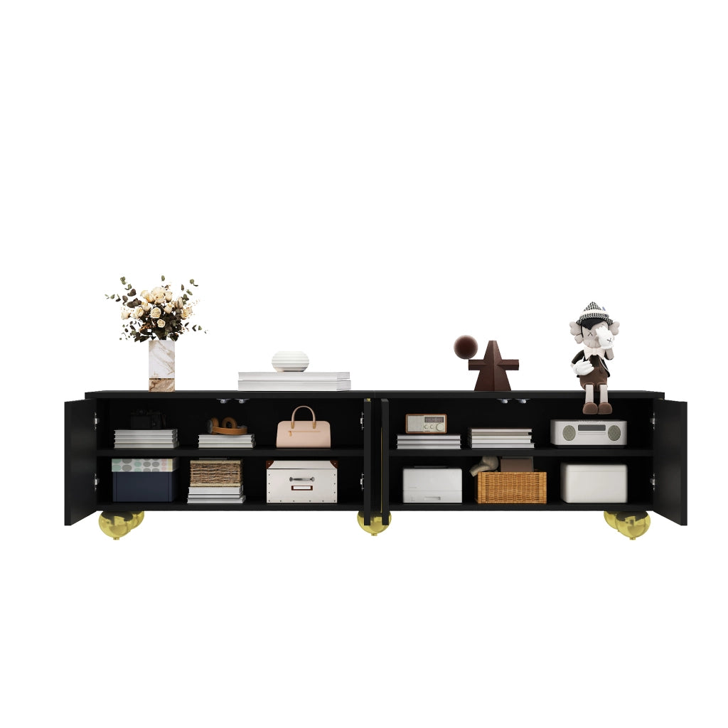 Cassettiera TV nera in truciolato; lunghezza 170 cm
