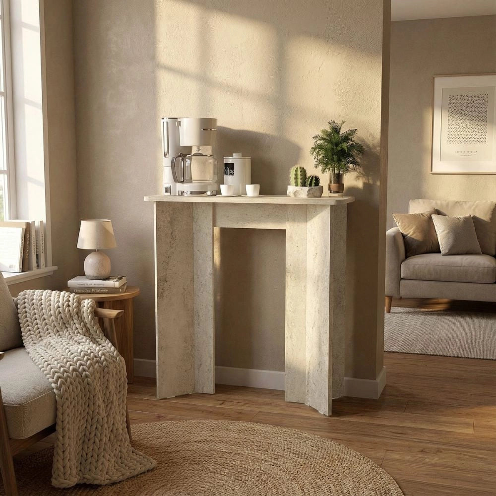 Consolle ingresso Mara Travertino con Gambe Geometriche – Design Moderno